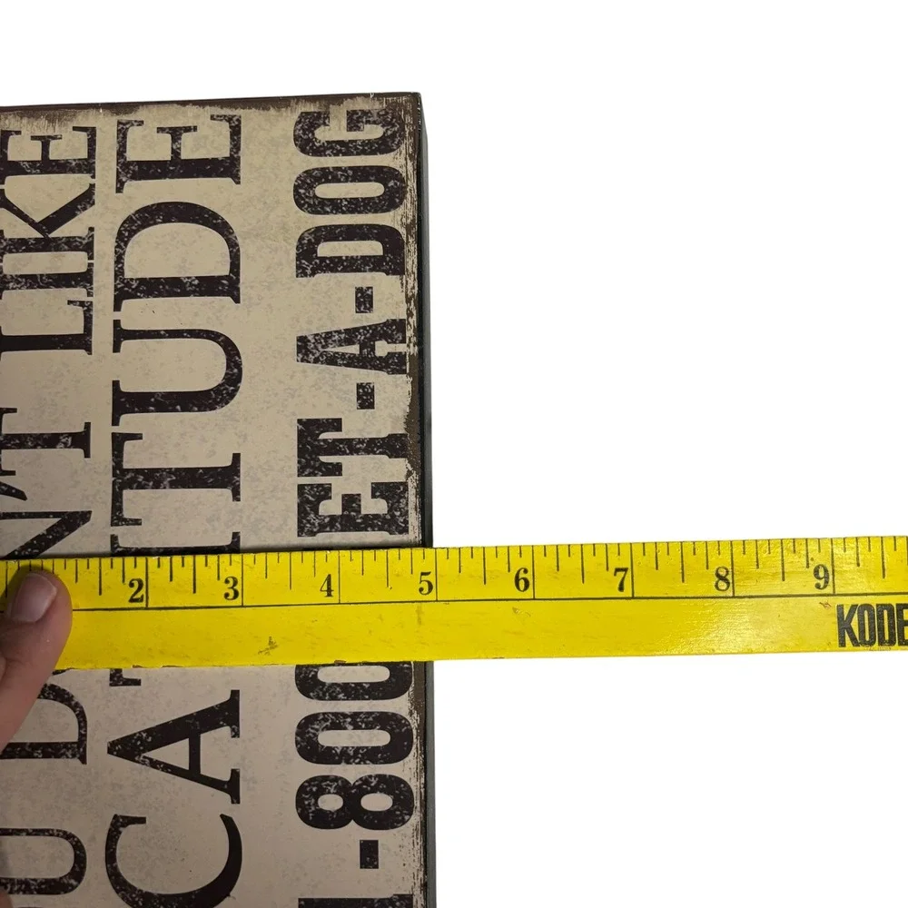 Catitude Funny Wood Box Sign Rustic Cat Lover Wall Decor 1-800-GET-A-DOG Distres